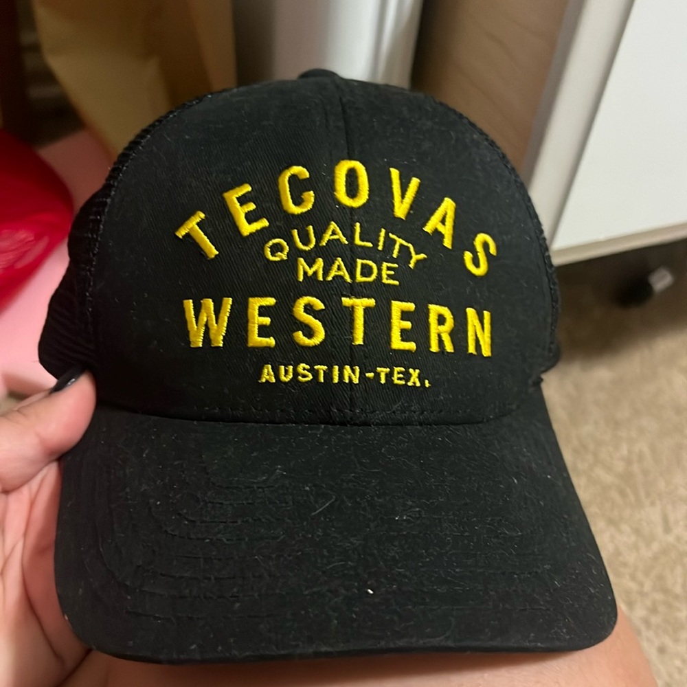 Tecovas Black Cap with Yellow Embroidered 'Western' Logo